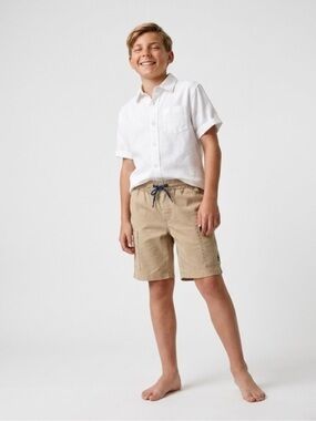 White Short-Sleeve Button-Down Shirt